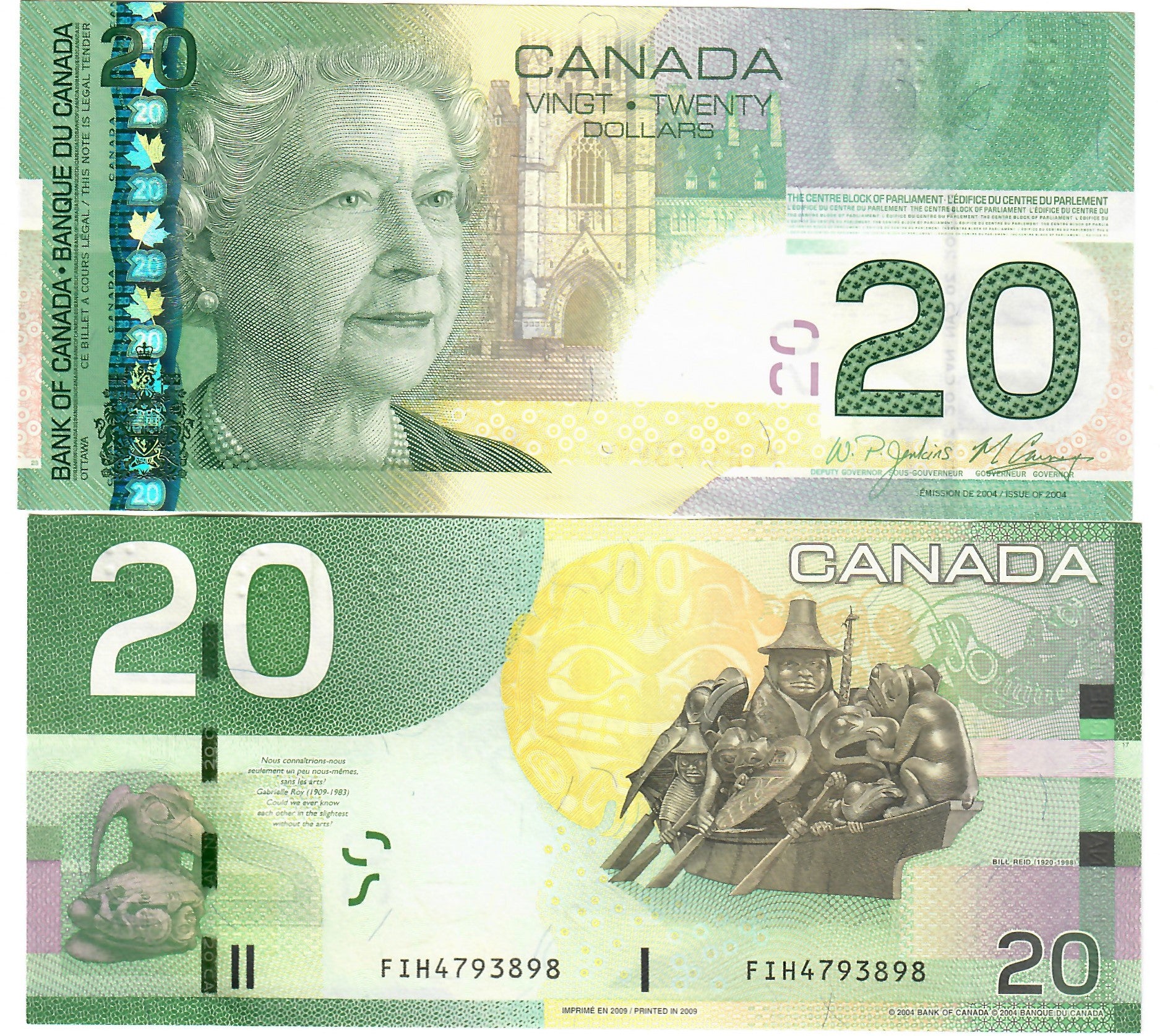 Canada 20 Dollars 2004 2009 AUNC FIH Jenkins Carney Davenport canada-20-dollars-2004-2009-aunc-fih-jenkins-carney-davenport