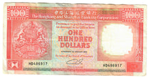 Load image into Gallery viewer, Hong Kong 100 Dollars 1989 VF HSBC
