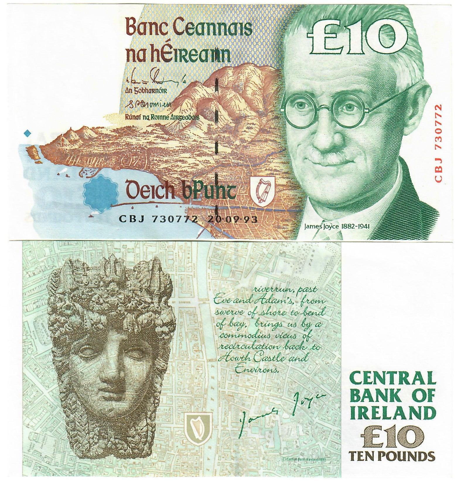 Ireland Republic 10 Pounds 1993 AUNC Davenport Banknotes and Coins ireland-republic-10-pounds-1993-aunc-davenport-banknotes-and-coins