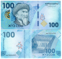 Load image into Gallery viewer, SET Kyrgyzstan 20, 50 &amp; 100 Som 2023 (2024) UNC &quot;AA&quot;
