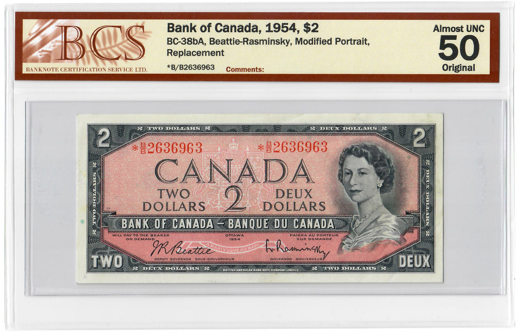 Canada 2 Dollars 1954 aUNC 