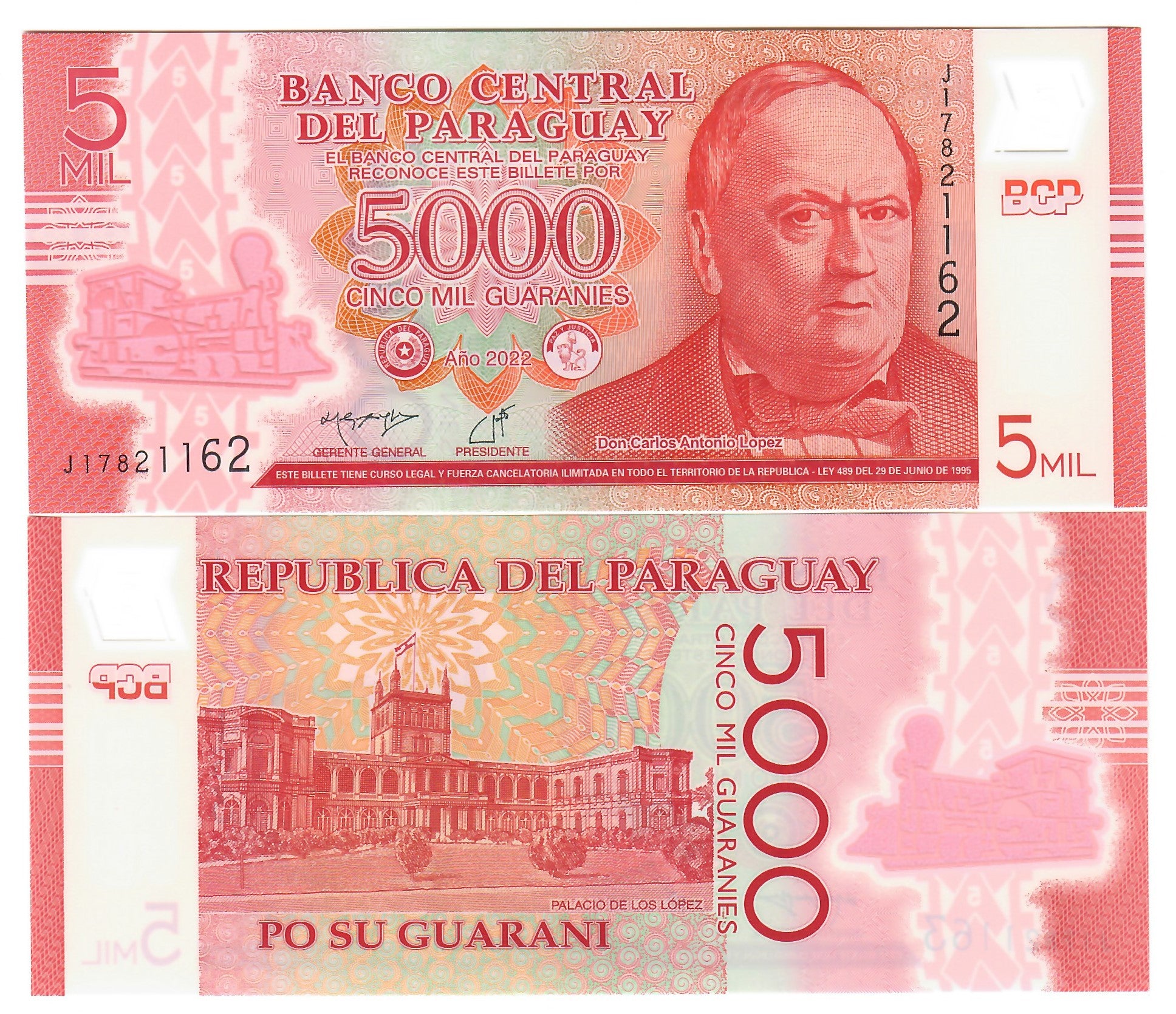 Paraguay 5000 Guaranies 2022 UNC DavenportBanknotesandCoins