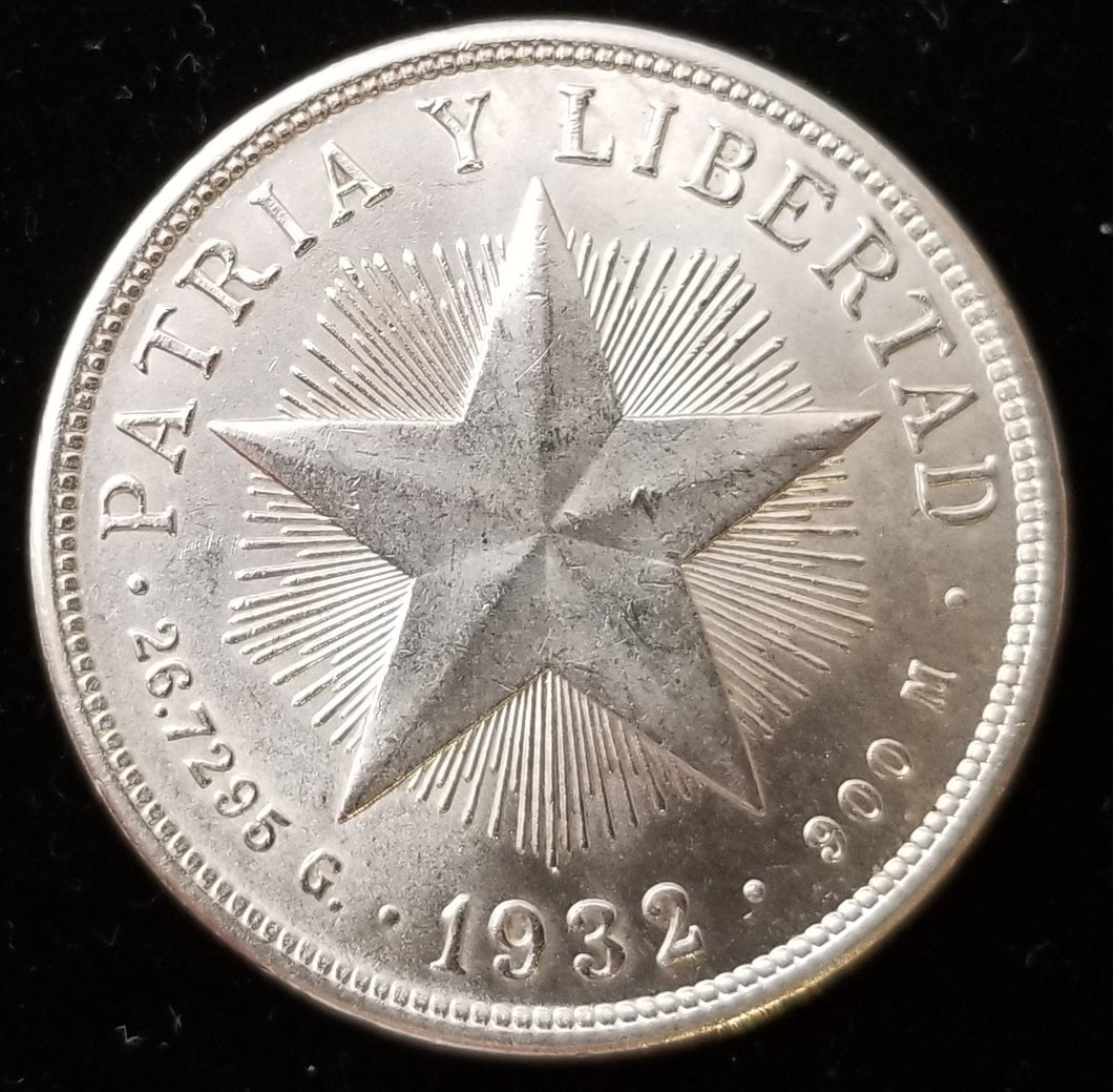 Caribbean 1 Peso 1932 90.0% Silver