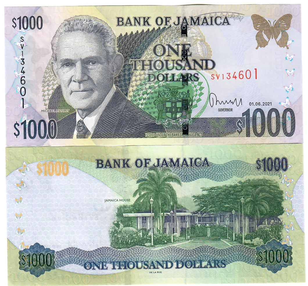 Jamaica 1000 Dollars 2021 UNC