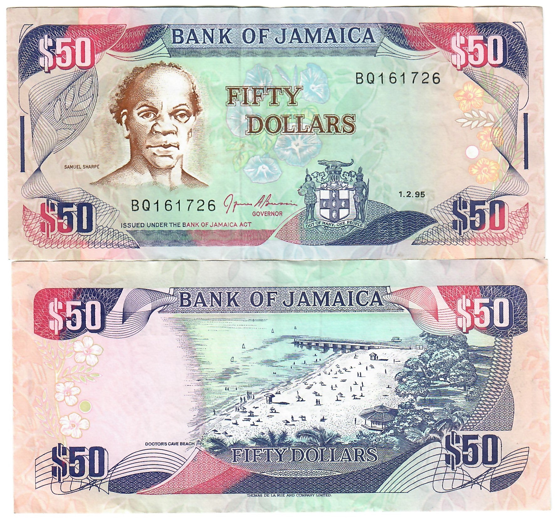 jamaica 5 dollars 1995