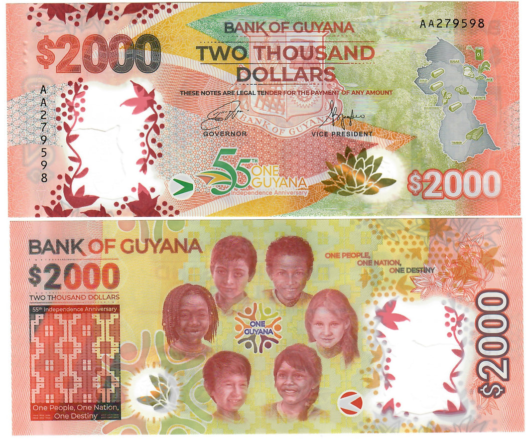 Guyana 2000 Dollars 2022 UNC