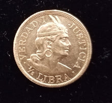Load image into Gallery viewer, Peru 1/2 Libra 1907 91.7% Fine Gold &quot;GG&quot;
