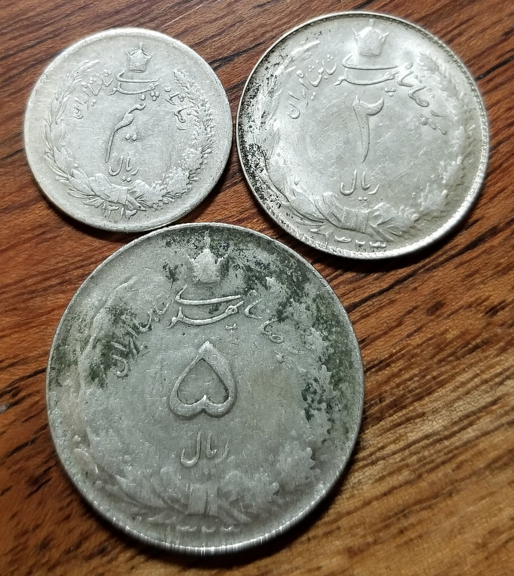 Middle East 1/2, 2 & 5 Rials 1932-1944 82.8% - 60.0% Fine Silver