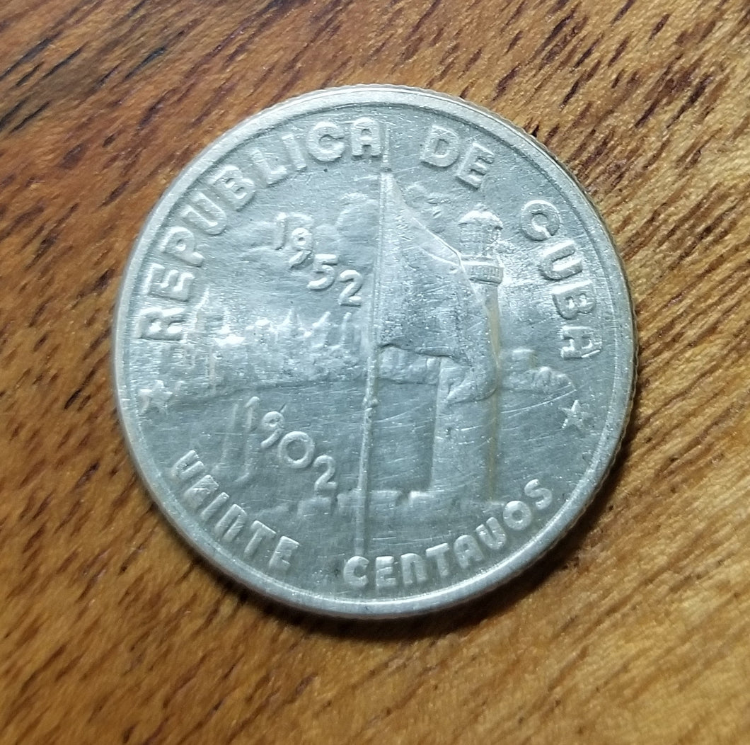 Caribbean 20 Centavos 1952 5g 90.0% Silver 1902-1952
