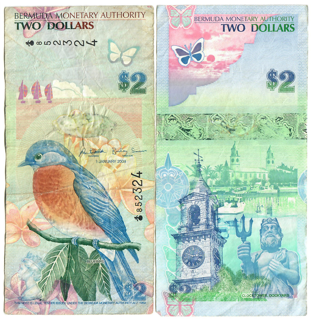 Bermuda 2 Dollars 2009 F/VF (Onion)