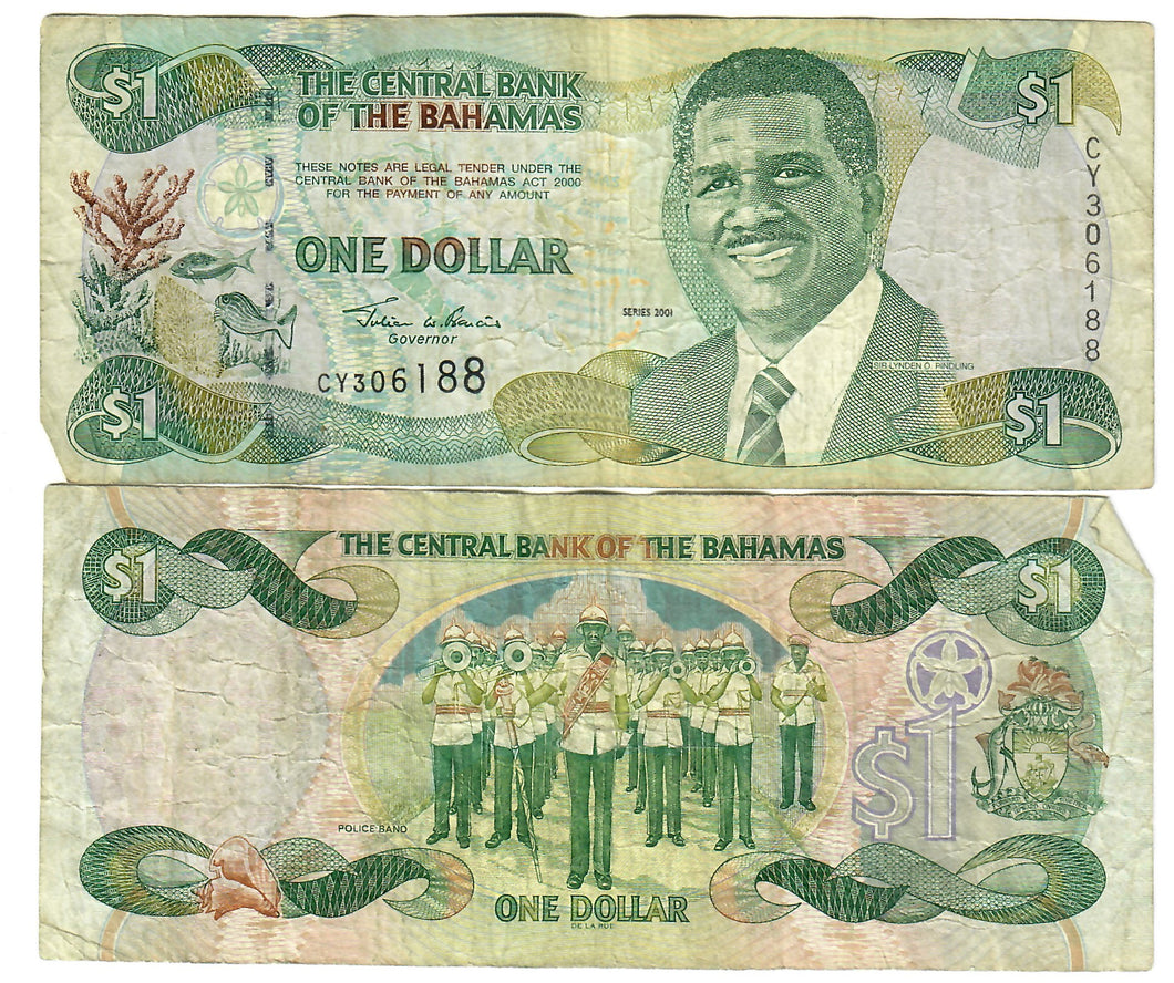 The Bahamas 1 Dollar 2001 F 