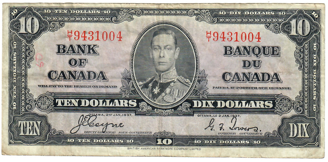 Canada 10 Dollars 1937 F/VF 