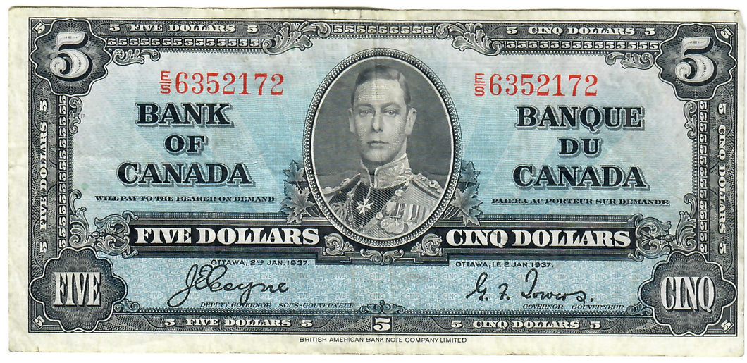 Canada 5 Dollars 1937 VF 