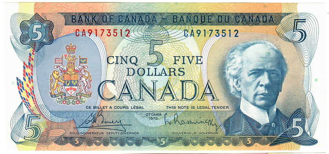 Canada 5 Dollars 1972 aUNC 