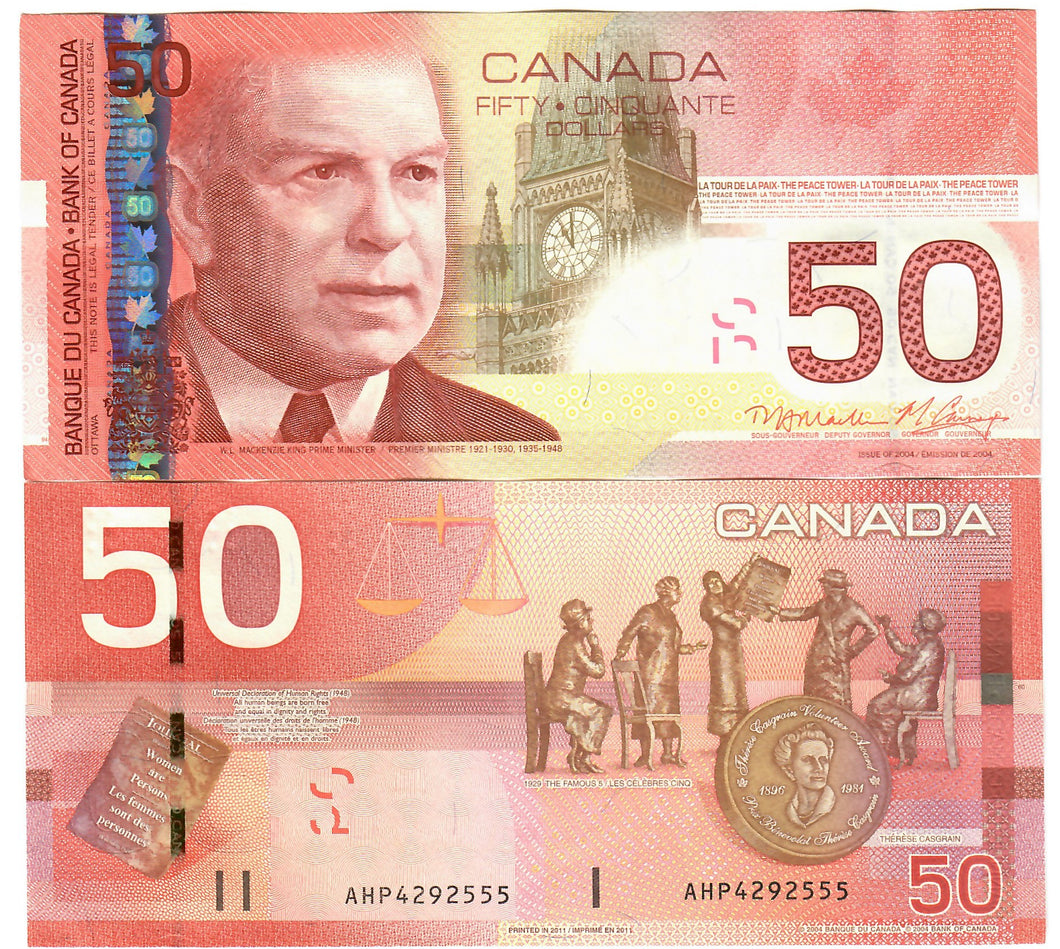 Canada 50 Dollars 2004 (2011) aUNC AHP Macklem-Carney
