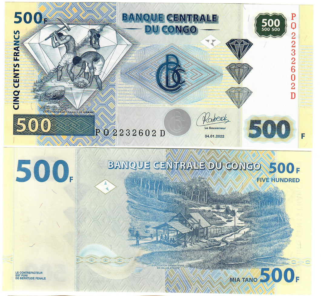 Democratic Republic of Congo 500 Francs 2022 UNC (Orell)