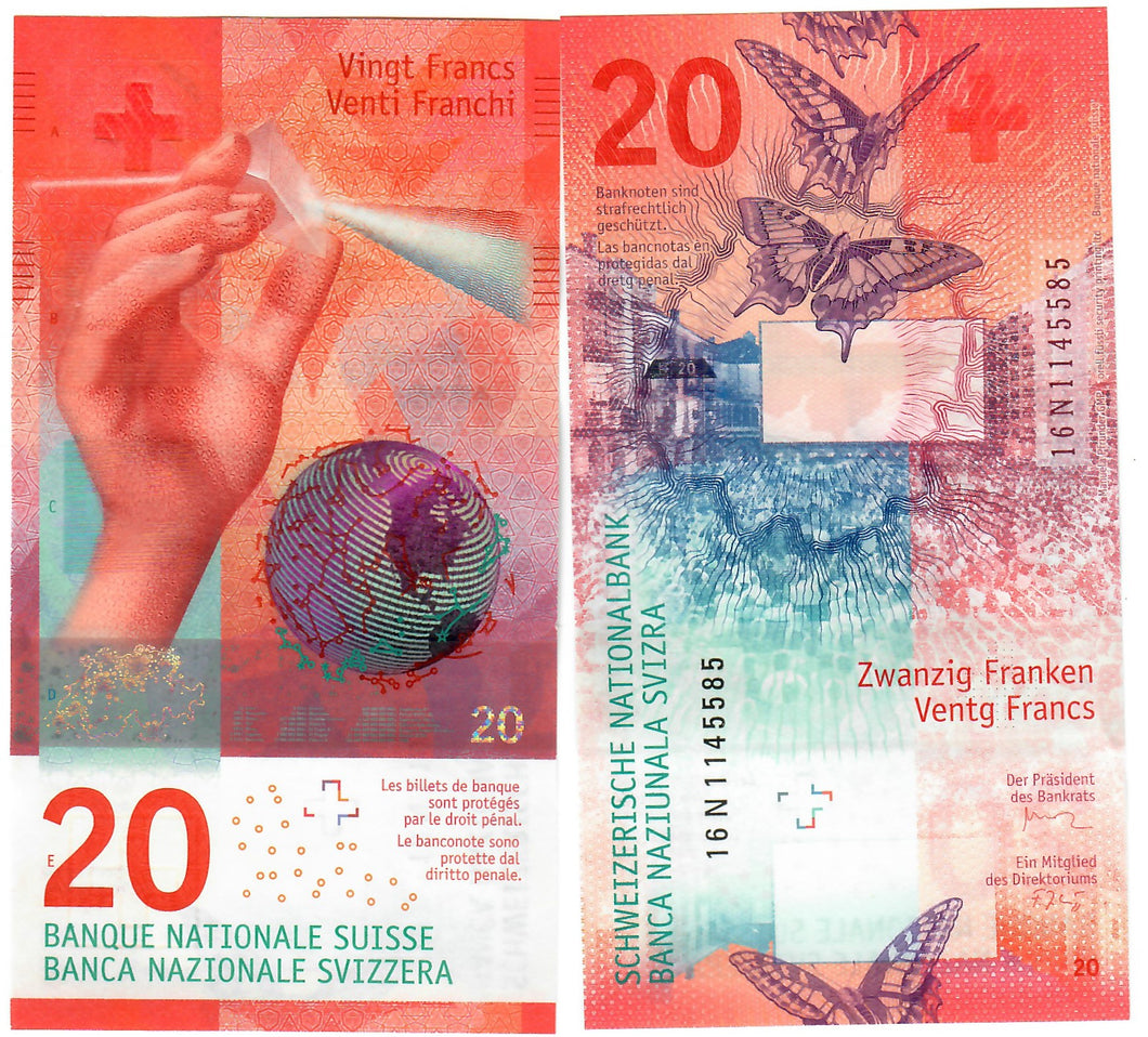 Switzerland 20 Francs 2016 UNC Studer/Zurbruegg