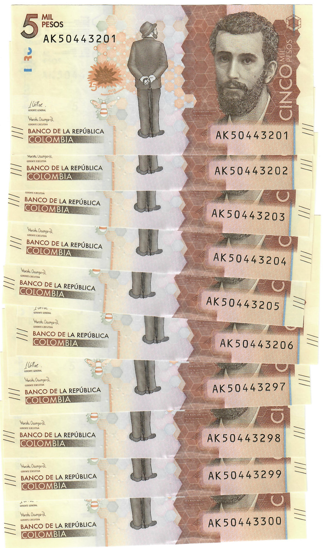 Colombia 10x 5000 Pesos 2020 UNC