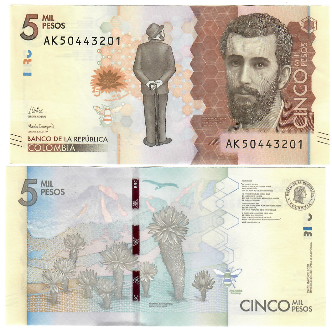 Colombia 5000 Pesos 2020 UNC