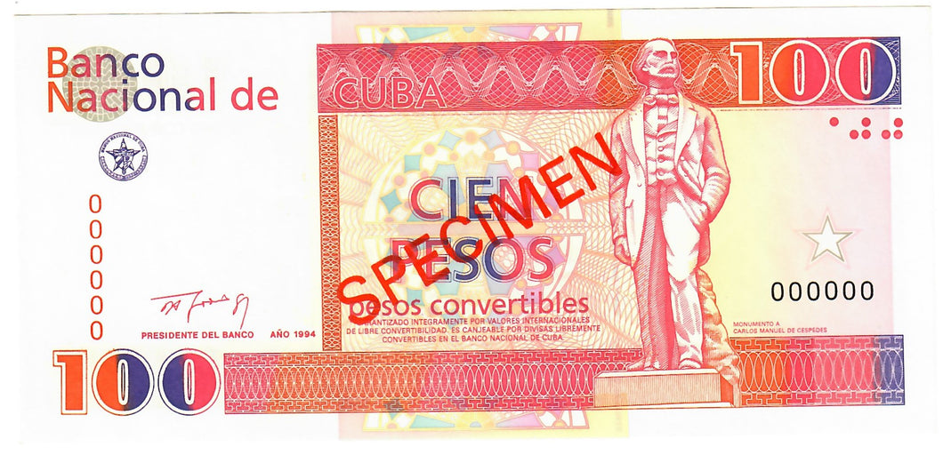 Caribbean 100 Pesos Convertibles 1994 UNC SPECIMEN