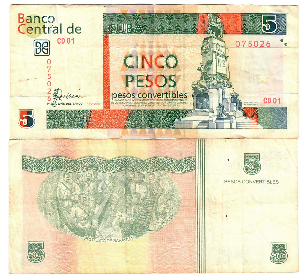 Caribbean 5 Pesos Convertibles 2007 F/VF