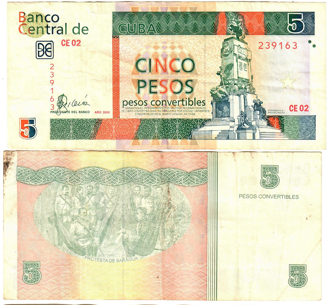 Caribbean 5 Pesos Convertibles 2008 F/VF