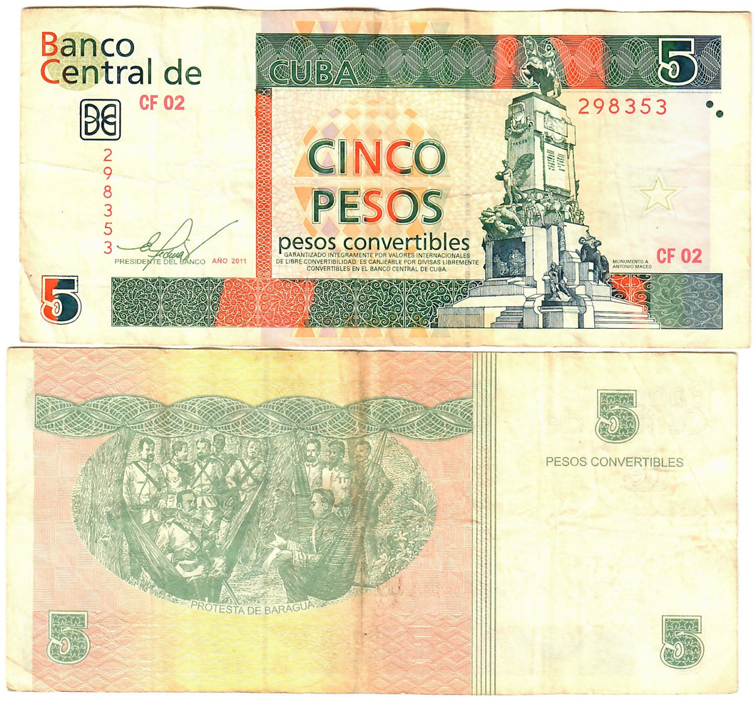 Caribbean 5 Pesos Convertibles 2011 F/VF