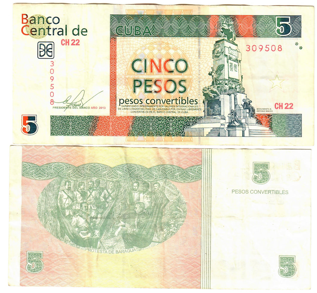 Caribbean 5 Pesos Convertibles 2013 F/VF