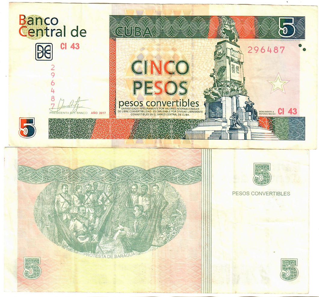 Caribbean 5 Pesos Convertibles 2017 F/VF