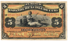 Load image into Gallery viewer, Caribbean 5 Pesos 1896 VF (PLATA overprint)

