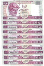 Load image into Gallery viewer, Cyprus 10x 5 Pounds 2003 UNC
