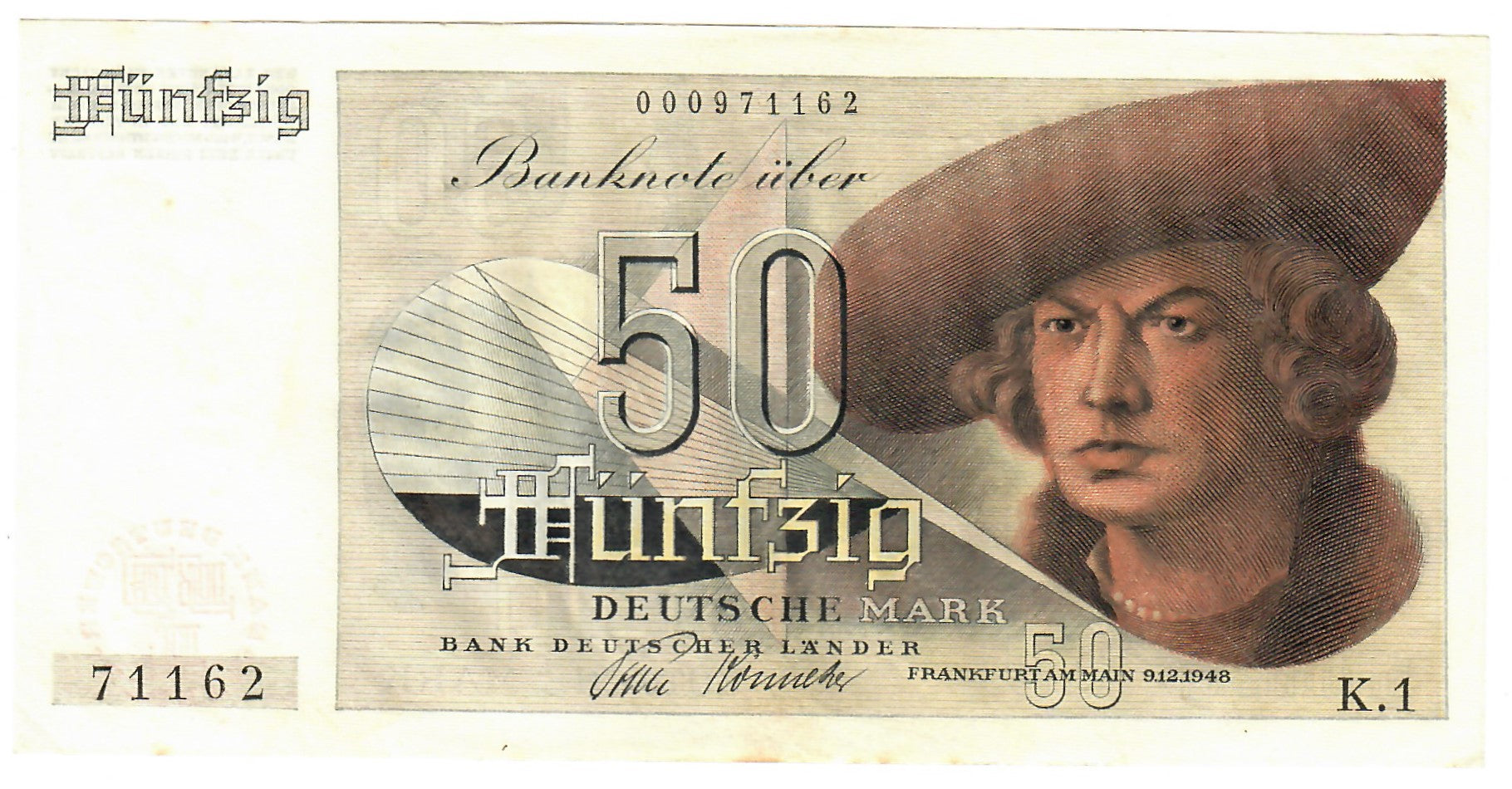 Dem Banknotes Germany 50 Mark 1948 aUNC – Davenport-Banknotes-and-Coins