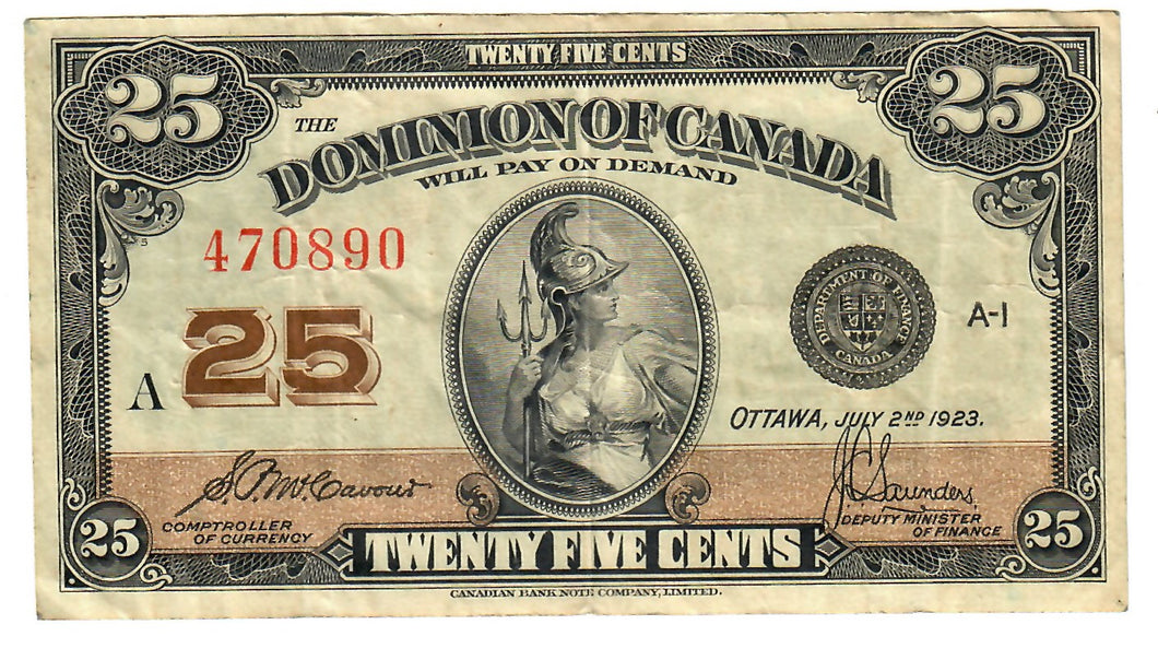Dominion of Canada 25 Cents 1923 VF 