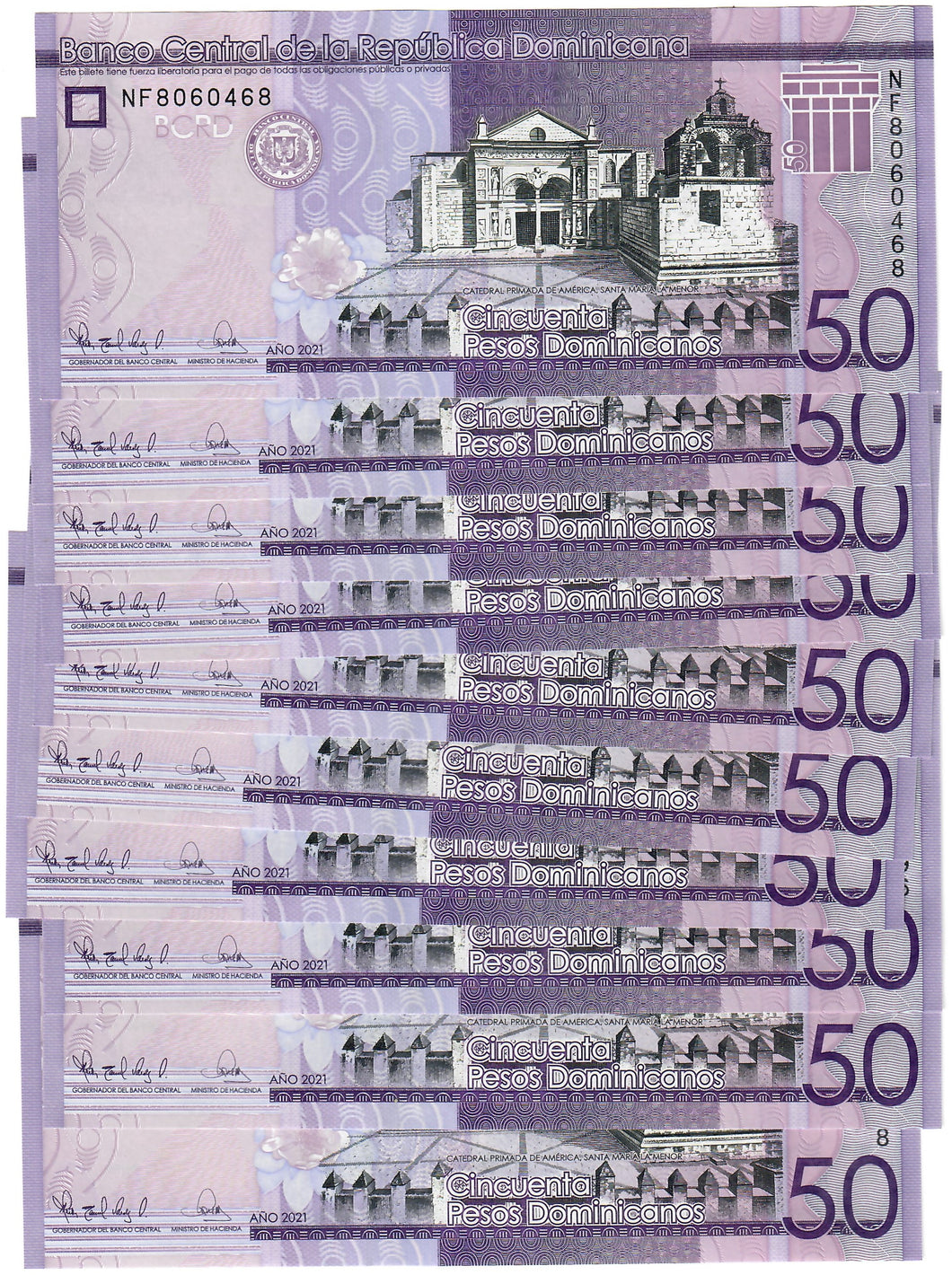 Dominican Republic 10x 50 Pesos 2021 UNC