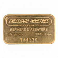 Load image into Gallery viewer, Engelhard Industries of Canada Ltd. 25 Grams 99.99% Fine Gold Bar
