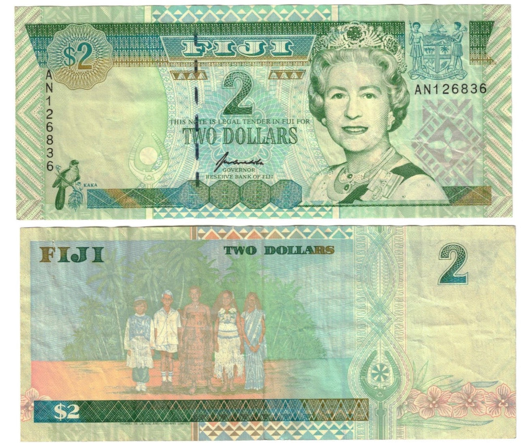 Fiji 2 Dollars 1996 VF 