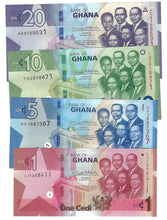 Load image into Gallery viewer, SET Ghana 1, 5, 10 &amp; 20 Cedis 2022 UNC

