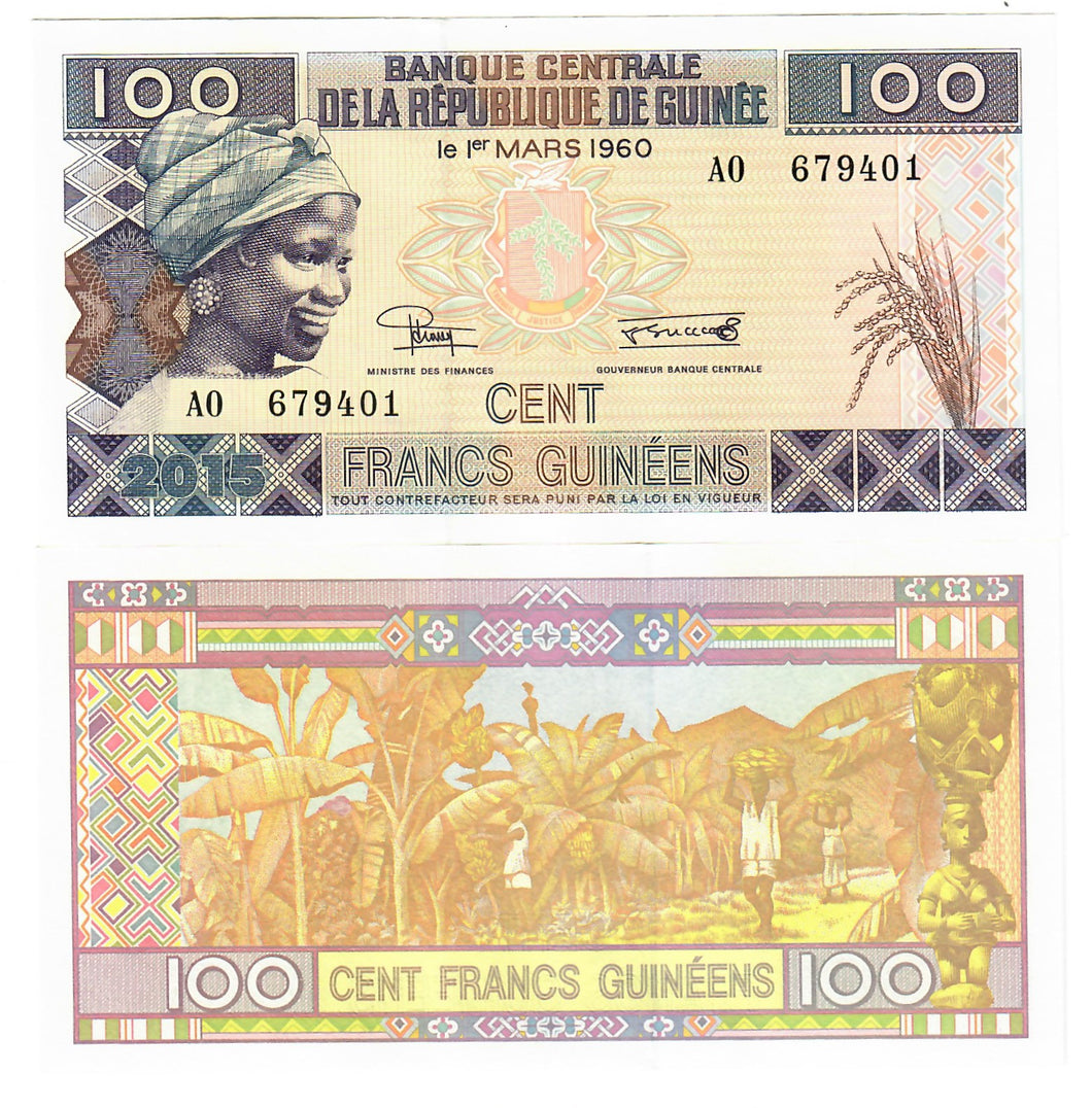 Guinea 100 Francs 2015 UNC