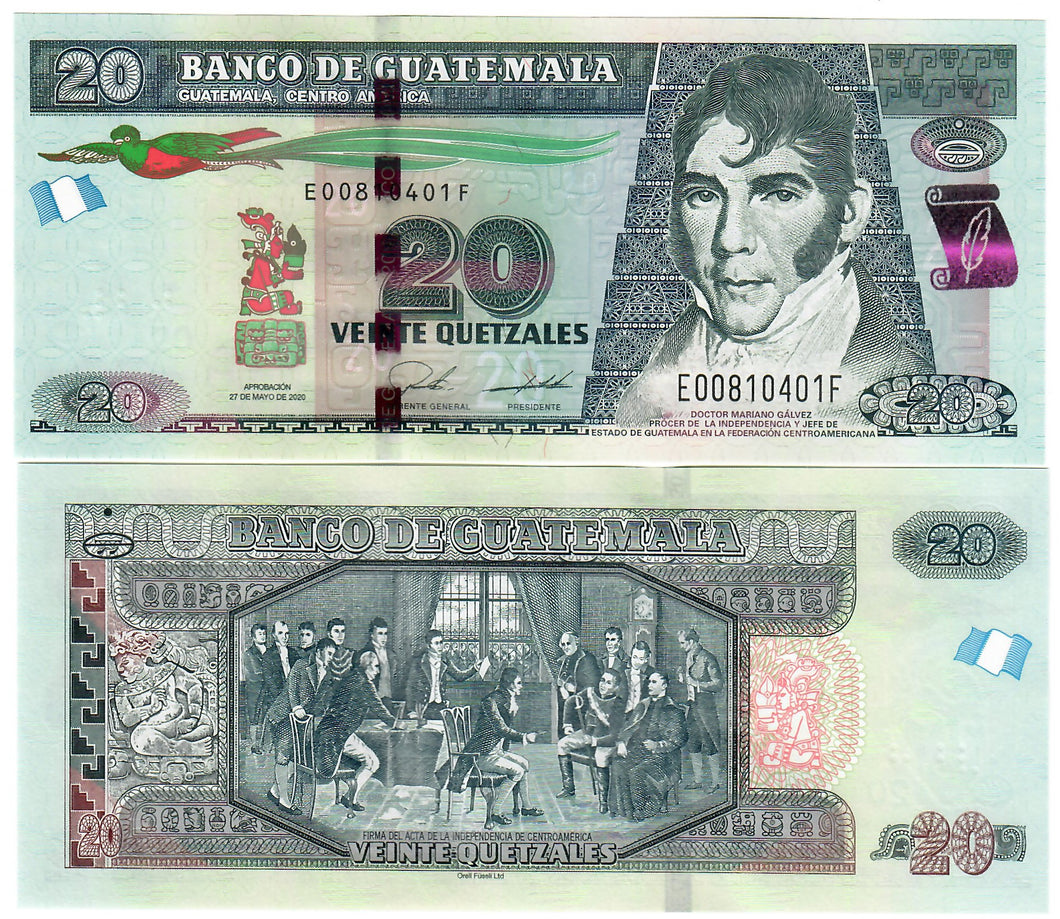 Guatemala 20 Quetzales 2020 UNC 