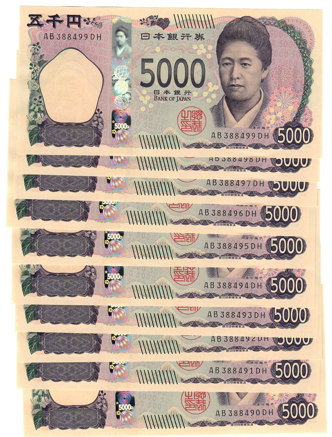 Japan 10x 5000 Yen 2024 UNC