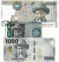 Load image into Gallery viewer, SET Kyrgyzstan 3x 1000 Som 2000, 2016 &amp; 2023 UNC
