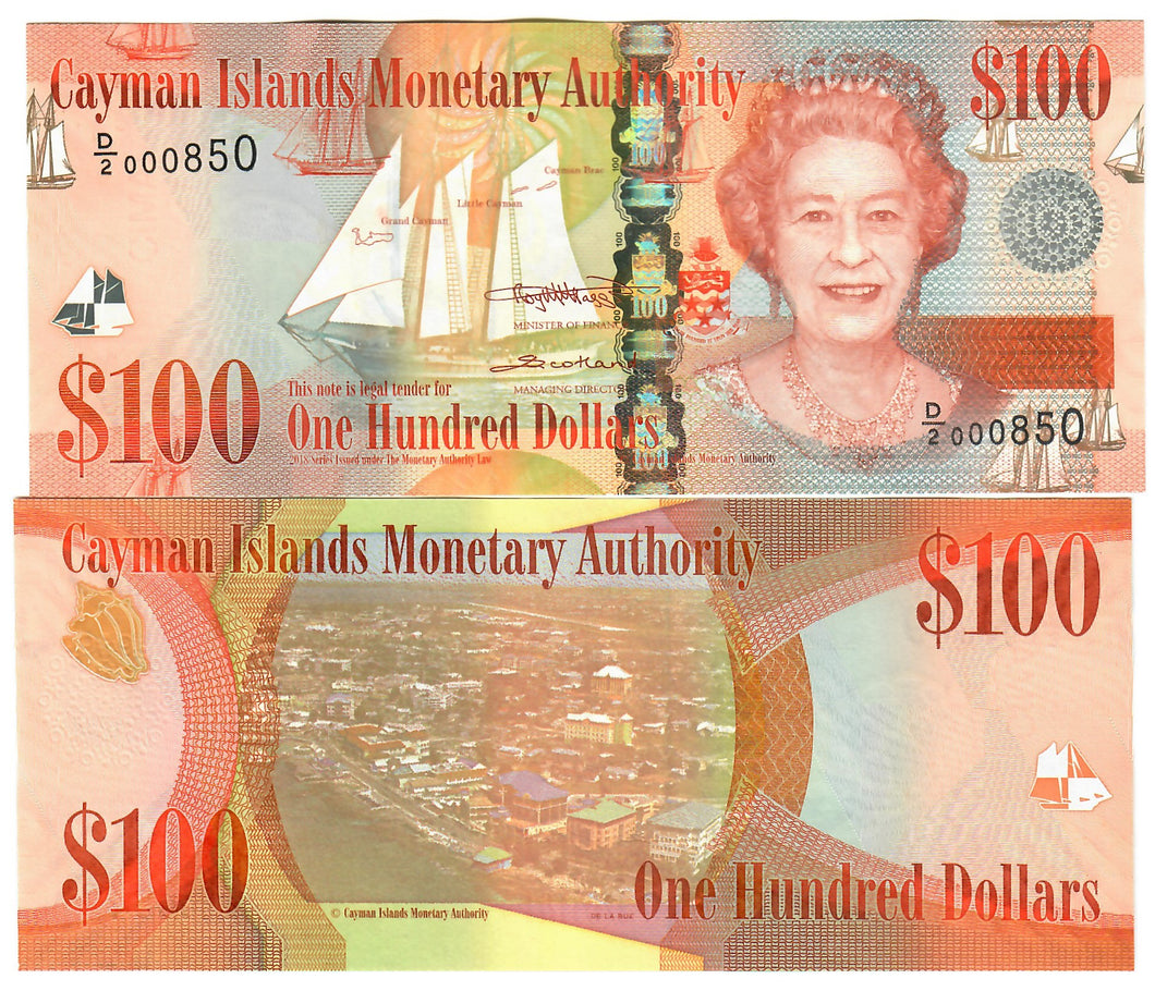 Cayman Islands 100 Dollars 2018 (2024) UNC D/2 LOW numbers