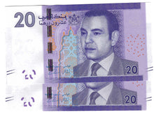 Load image into Gallery viewer, Morocco 2x 20 Dirhams 2012 (2013) UNC MATCHING NUMBER PAIR [4]
