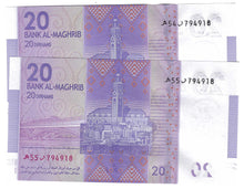 Load image into Gallery viewer, Morocco 2x 20 Dirhams 2012 (2013) UNC MATCHING NUMBER PAIR [4]
