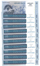 Load image into Gallery viewer, Madagascar 10x 100 Ariary (500 Francs) 2004 (2008) UNC
