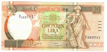 Load image into Gallery viewer, Malta 20 Lira 1989 (1994) aUNC &quot;Galdes&quot;
