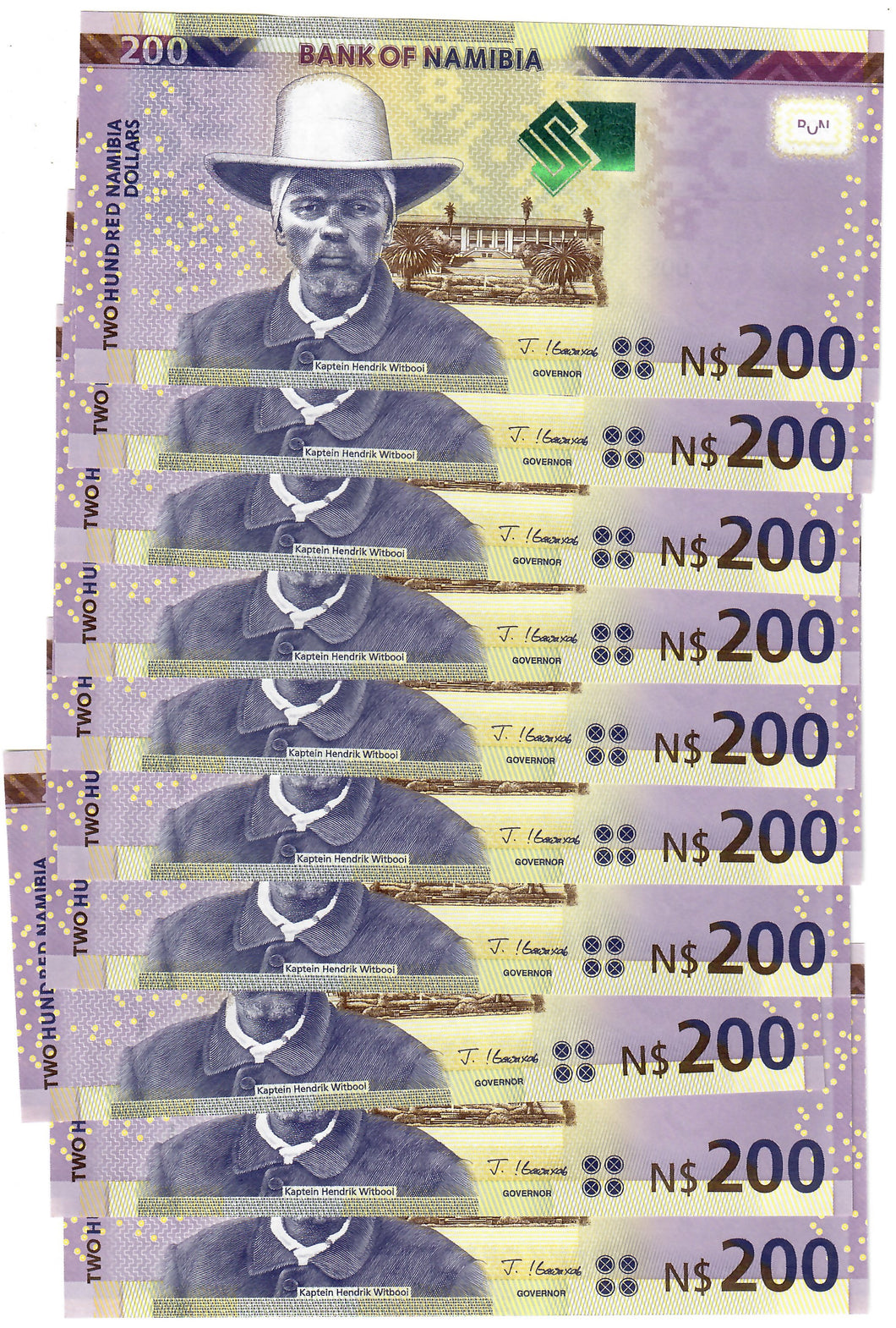 Namibia 10x 200 Dollars 2022 UNC 