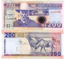 Load image into Gallery viewer, Namibia 10x 200 Dollars 1996 UNC &quot;Ahmad&quot; Sig 2. LOW Numbers!
