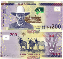 Load image into Gallery viewer, Namibia 10x 200 Dollars 2022 UNC &quot;!Gawaxab&quot;
