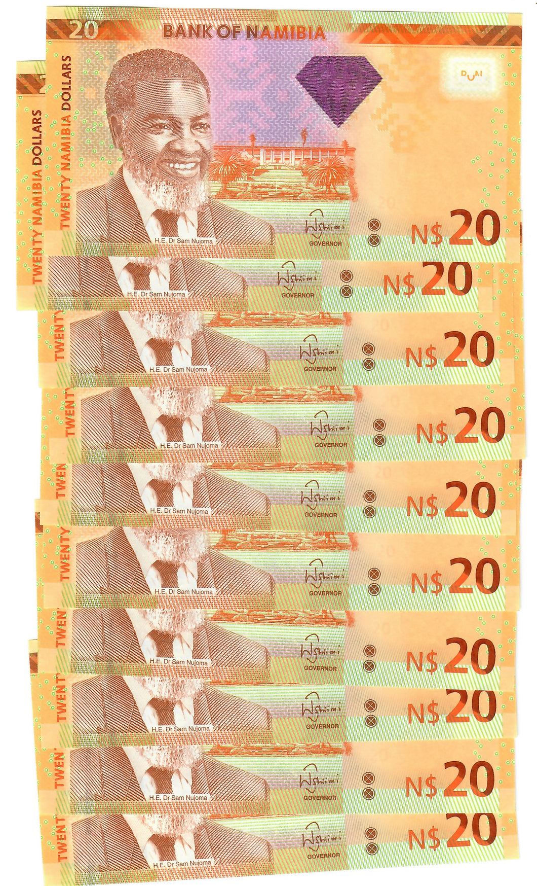 Namibia 10x 20 Dollars 2013 UNC 